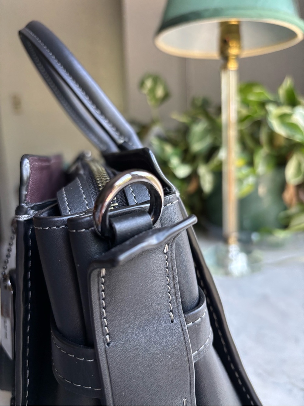 Coach Black Floral-Appliqué Leather Swagger 27 with Signature Turnlock - Picture 13 of 16